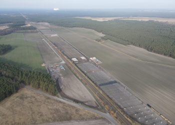 Luftbild mit Unterkonstruktionen im SP Groß Lubolz